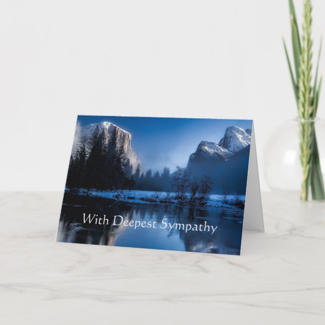 In Deepest Sympathy Snow Winter River Mountains Card (Front)