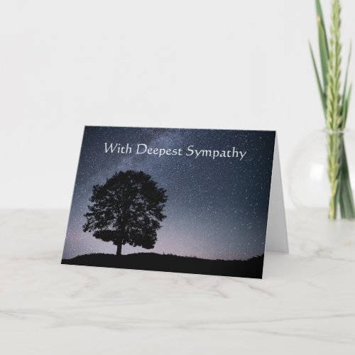In Deepest Sympathy Stars Nightsky Lone Tree Card