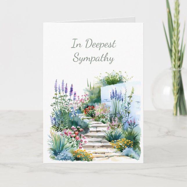 In Deepest Sympathy Watercolor Garden  Card (Front)