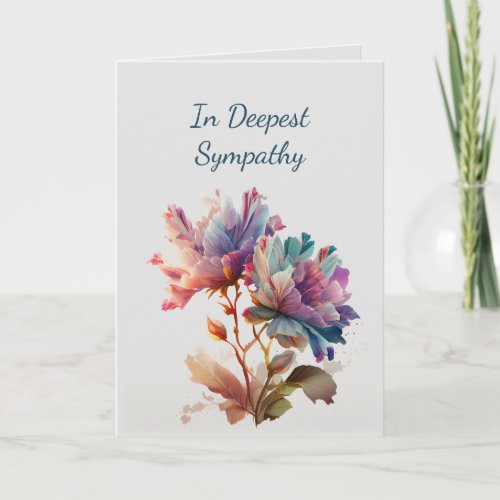 In Deepest Sympathy Watercolor Vintage Roses  Card