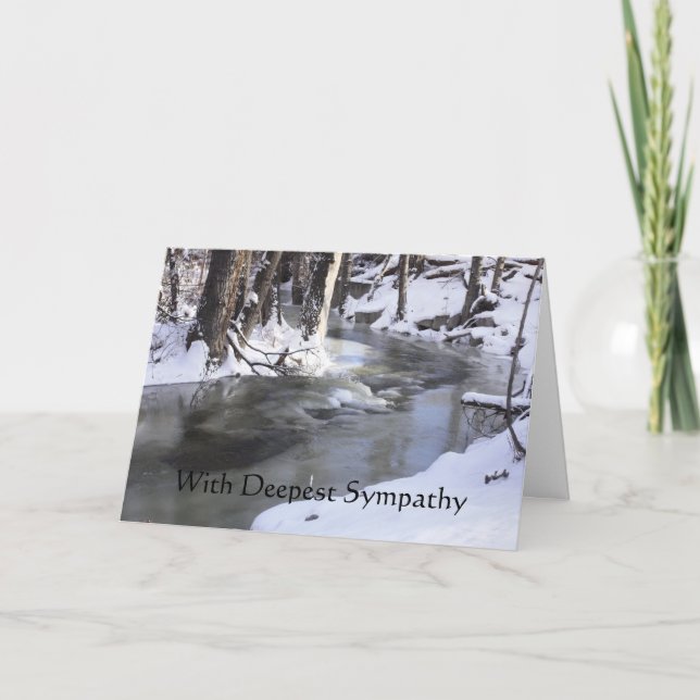 In Deepest Sympathy Winter Snow Icy Creek Card (Front)