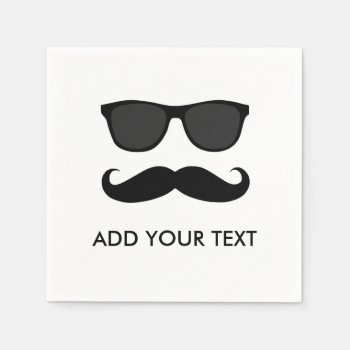 In Disguise Black Mustache Sunglasses Party Napkins by MovieFun at Zazzle