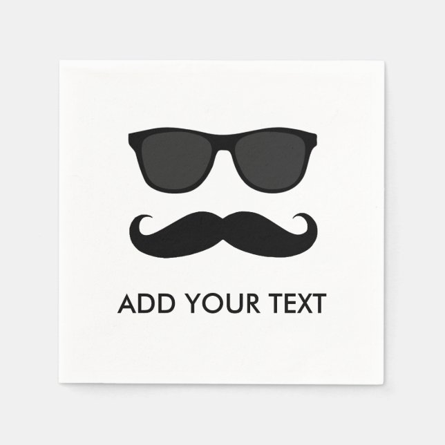 IN DISGUISE BLACK MUSTACHE SUNGLASSES PARTY NAPKINS (Front)