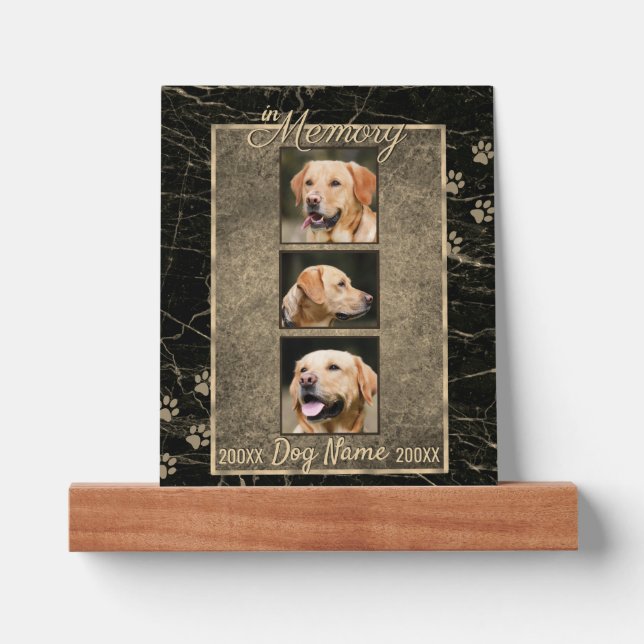 In Dog Memory Marble Rustic Sepia Keepsake Picture Ledge (Front)