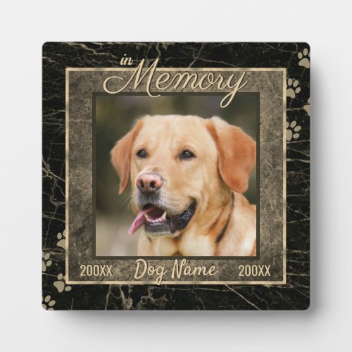 In Dog Memory Marble Rustic Sepia Keepsake Plaque
