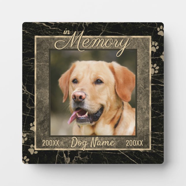In Dog Memory Marble Rustic Sepia Keepsake Plaque (Front)
