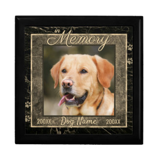 In Dog Memory Marble Rustic Sepia Keepsake Urn Gift Box
