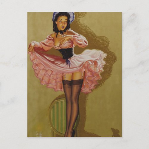 In Emergency or Out Pin Up Art Postcard