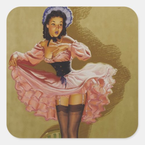 In Emergency or Out Pin Up Art Square Sticker