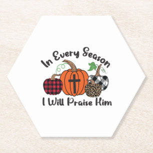 In Every Season I Will Praise Him Leopard Plaid Paper Coaster