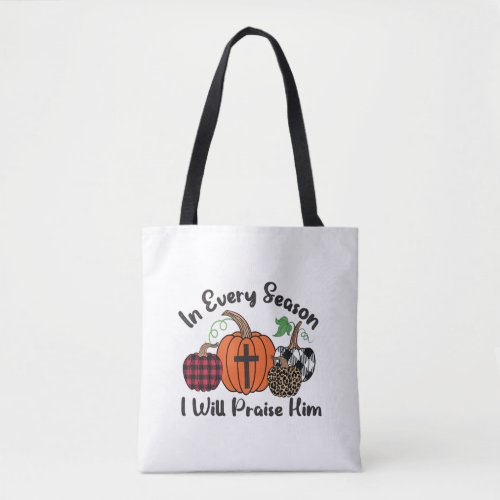 In Every Season I Will Praise Him Leopard Plaid Tote Bag