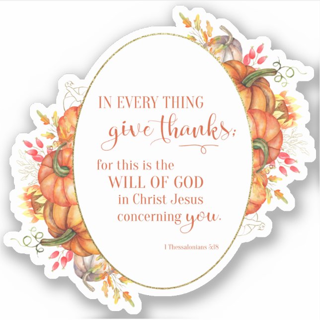 In Every Thing Give Thanks Wreath Sticker (Front)