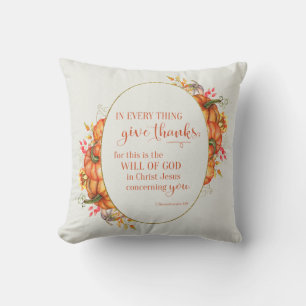 In Every Thing Give Thanks Wreath Throw Pillow