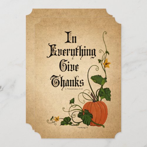 In Everything Give Thanks  Thanksgiving Pumpkin Invitation
