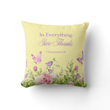 In Everything Give Thanks Throw Pillow (Cream)