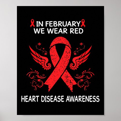 In February We Wear Red Fighter Heart Disease Awar Poster