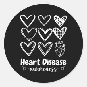 In February We Wear Red Heart Disease Awareness Ra Classic Round Sticker