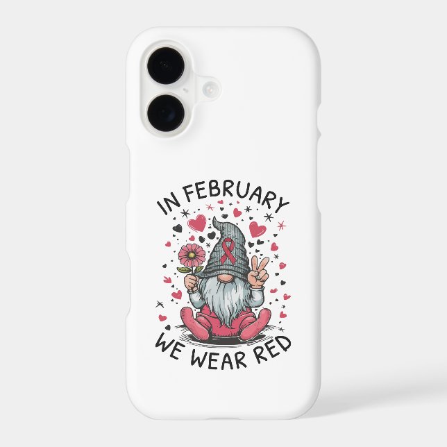 In February We Wear Red Heart Health Awareness Case-Mate iPhone Case (Back)