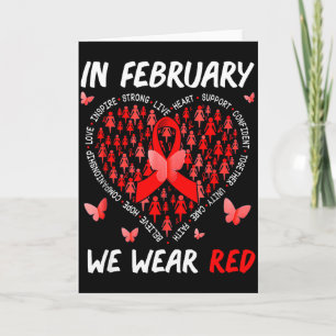 In February We Wear Red Support Heart Disease Awar Card
