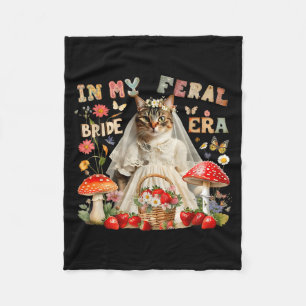 in Feral Bride Era Cat Wedding Bachelorette Party Fleece Blanket