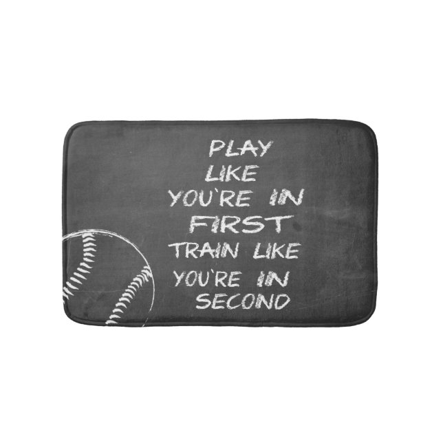 In first baseball motivational bathroom mat (Front)