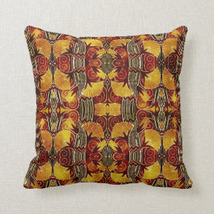 In Flames - Art Deco Pattern Throw Pillow