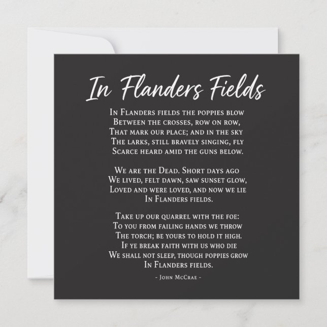 In Flanders Fields Poem Remembrance Day Card (Front)
