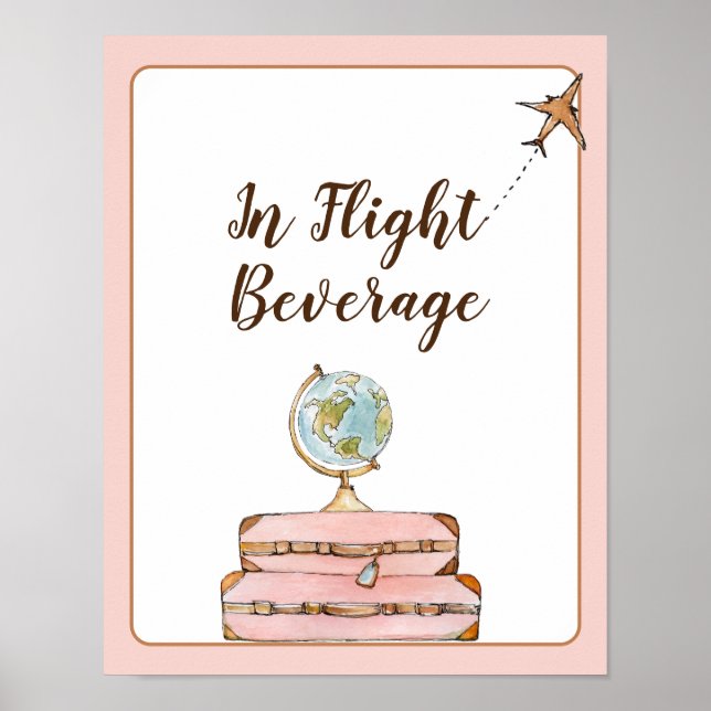 In Flight Drinks Bar sign Travel Bridal shower (Front)