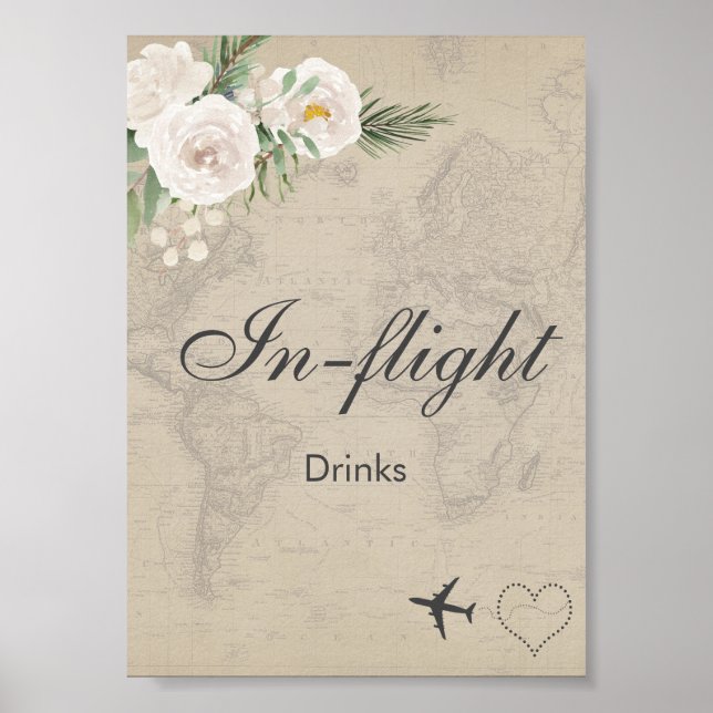 In Flight Drinks Travel theme Bridal Shower Party  Poster (Front)