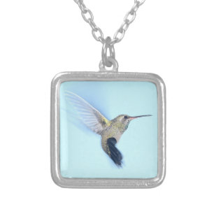 In Flight Hummingbird Silver Plated Necklace