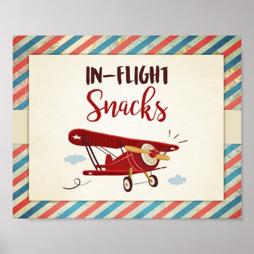 In flight snacks Sign Airplane Food Table Snack | Zazzle