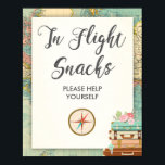 In Flight Snacks Travel Adventure Food Table Sign<br><div class="desc">♥ A nice way to welcome your guests to your bridal shower! Miss to Mrs theme.</div>