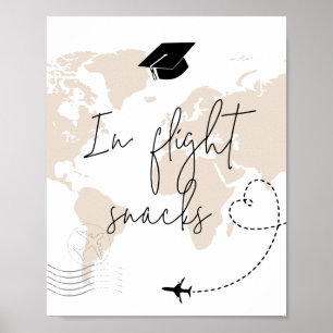 In flight snacks World map graduation party poster