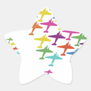 In Formation Airplane Balloon Flight Aviation Star Sticker