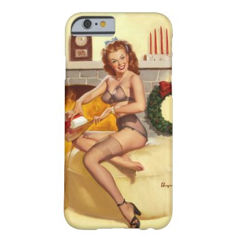 In Front Of Fireplace 1940s Pin Up Art Barely There Iphone 6 Case by Pin_Up_Art at Zazzle