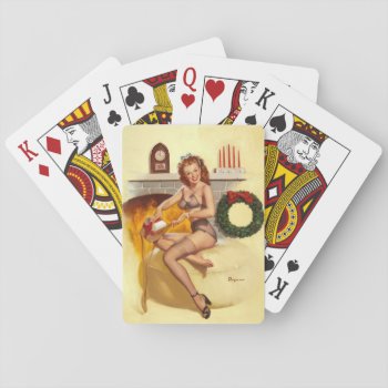 In Front Of Fireplace 1940s Pin Up Art Playing Cards by Pin_Up_Art at Zazzle