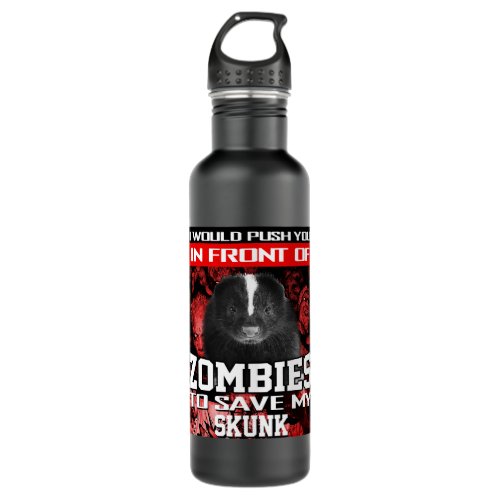 In Front Of Zombies To Save My Skunk Halloween Say Stainless Steel Water Bottle