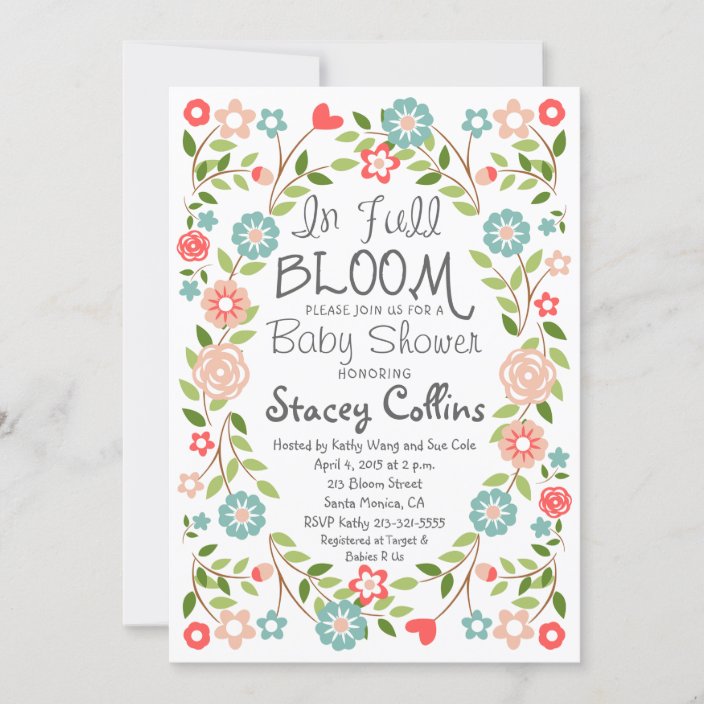 In Full Bloom Baby Shower Invitation Zazzle Com