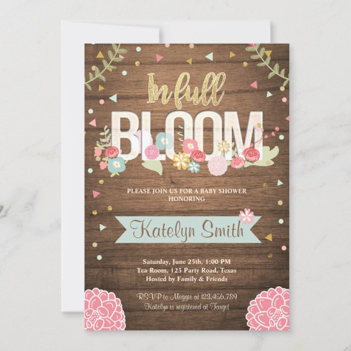 In Full Bloom Baby Shower Invitation Floral Zazzle Com