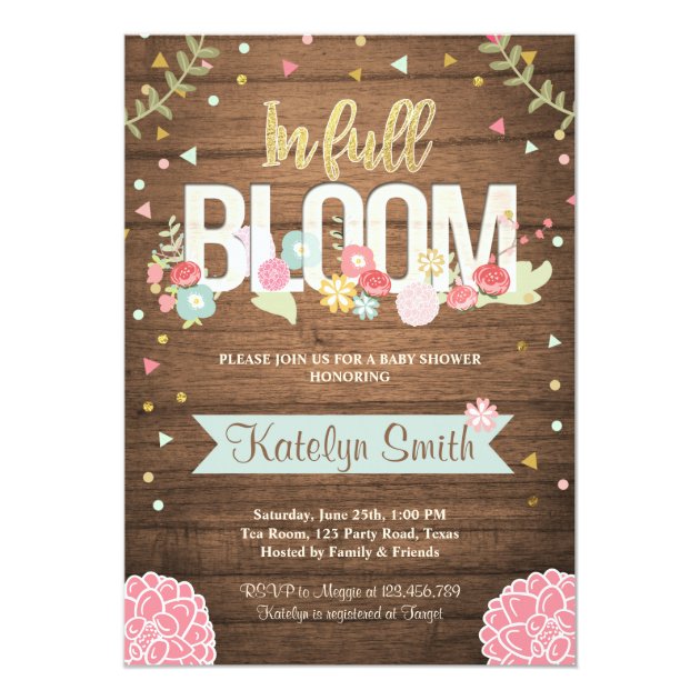 In Full Bloom Baby Shower Invitation Floral