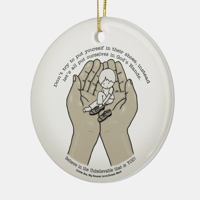 In God’s Hands Ceramic Ornament (Left)