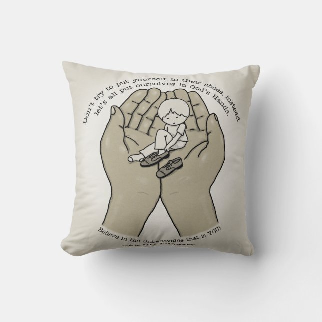 In God’s Hands Throw Pillow (Front)