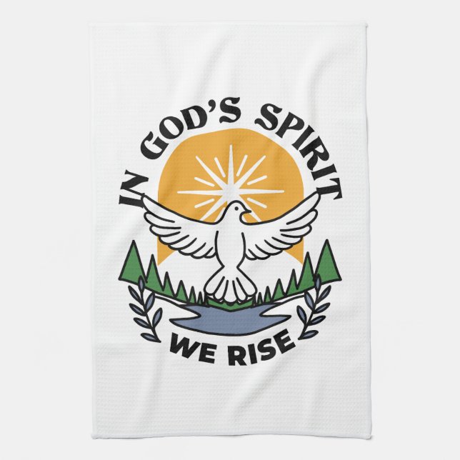 In God’s Spirit We Rise – Faith and Freedom Kitchen Towel (Vertical)