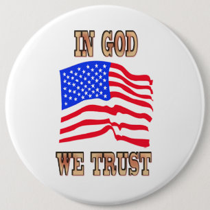 In God We Trust American Flag Button