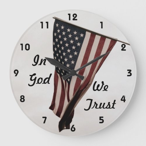 In God We Trust_American Flag Large Clock