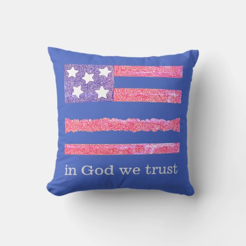 In God We Trust American Flag Throw Pillow