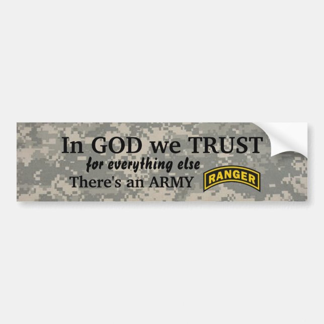 in god we trust Army ranger camo bumper Bumper Sticker (Front)