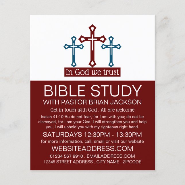 In God We Trust, Crucifix, Christian Bible Class Flyer (Front)