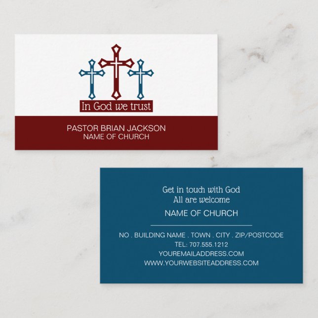 In God We Trust, Crucifix, Christianity, Religious Business Card (Front/Back)