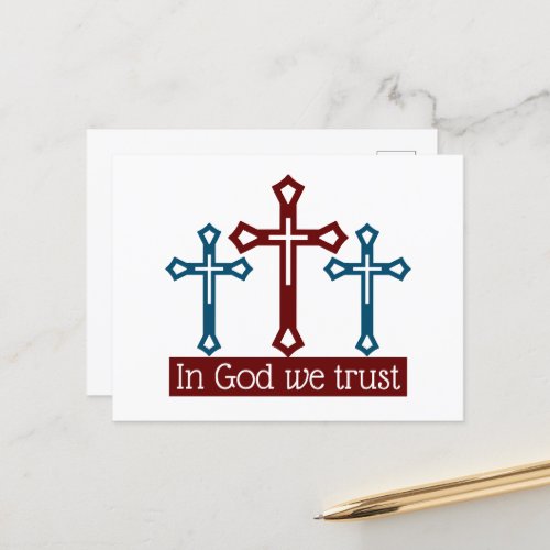 In God We Trust Crucifix Postcard